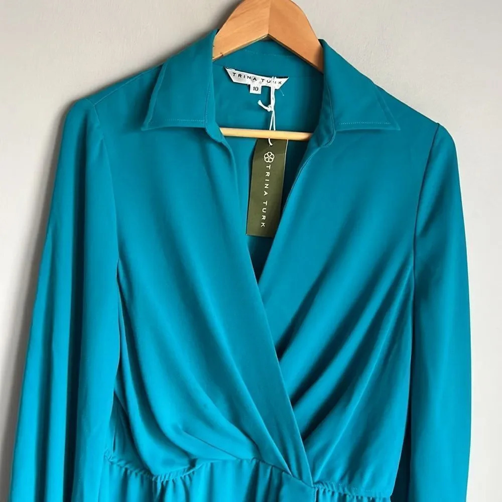 NEW Trina Turk Reverly Surplice Ruffle Dress - Picture 6 of 16